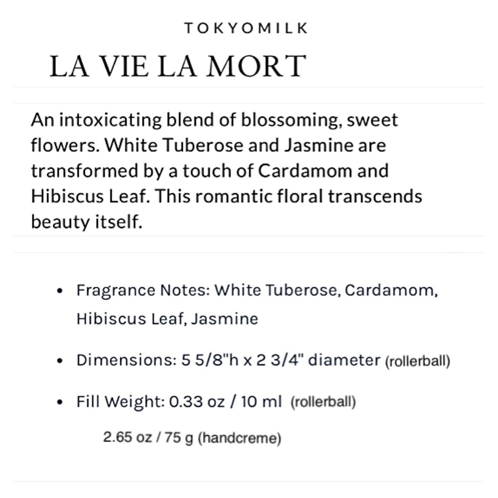 Tokyo Milk Dark Margot Elena LA VIE LA MORT travel ROLLERBALL HANDCREME SOLD OUT - Picture 4 of 10